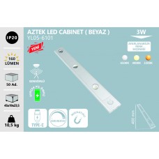 3W AZTEK LED CABINET (BEYAZ KASA)-3 RENK